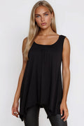 Black Sleeveless Top With Asymmetric Hem