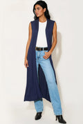 Navy Sleeveless Longline Maxi Cardigan