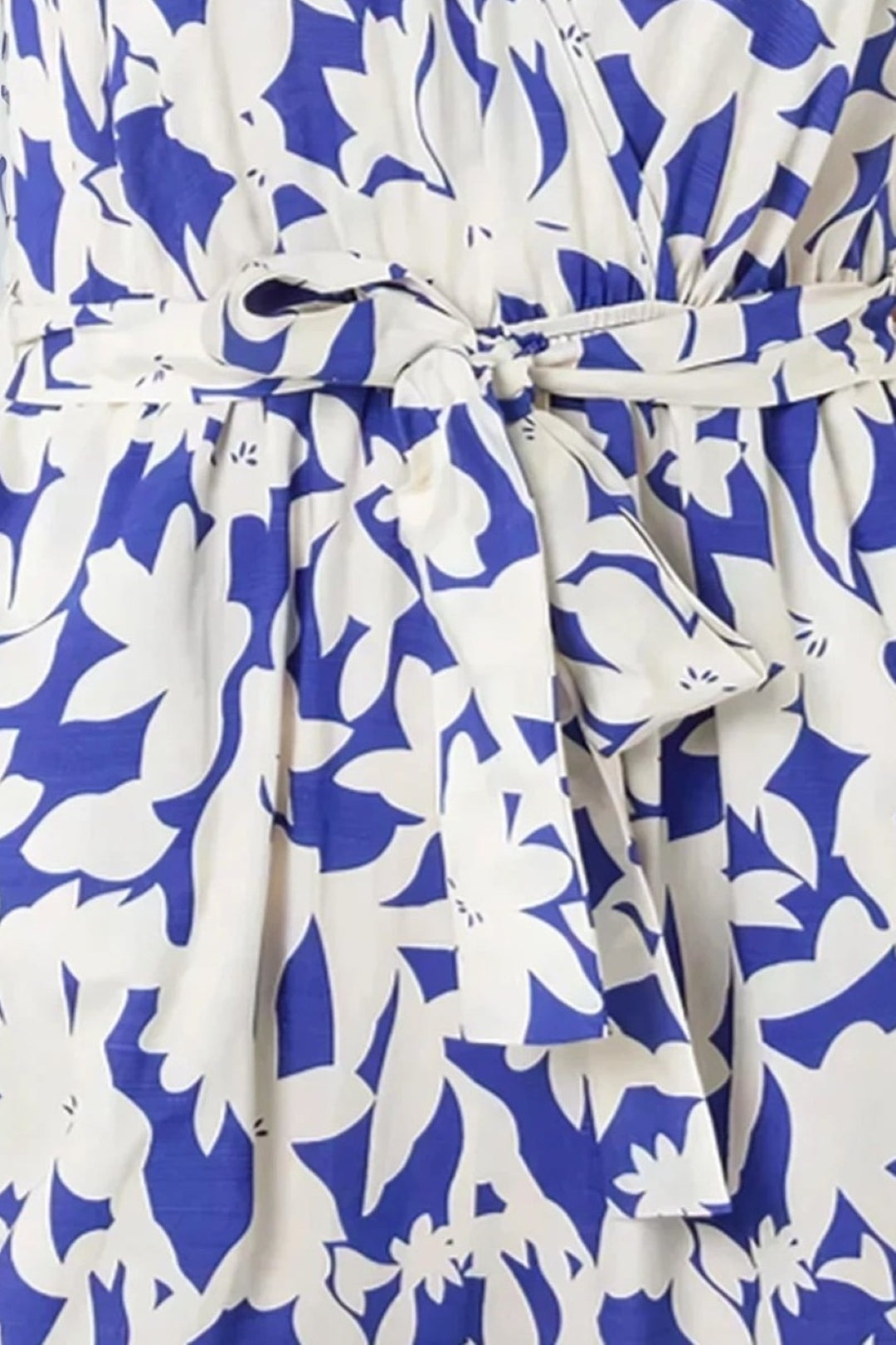 Blue Floral Wide-Leg Wrap Jumpsuit