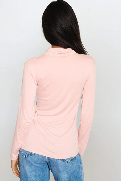 Blush Pink Turtleneck Long Sleeve Top