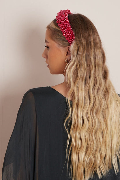 Red Statement Pearl Headband