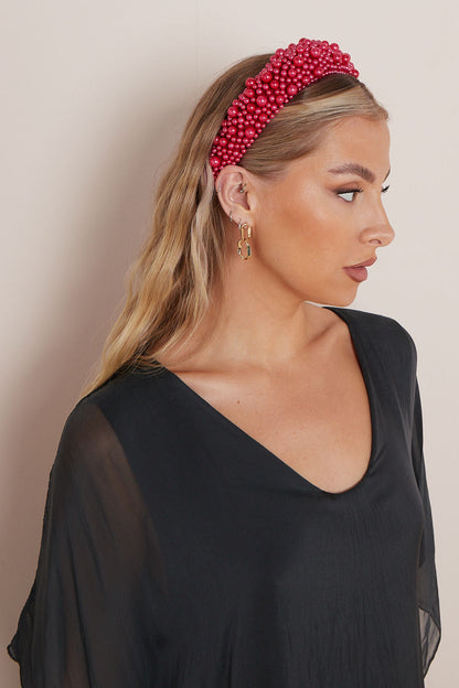 Red Statement Pearl Headband