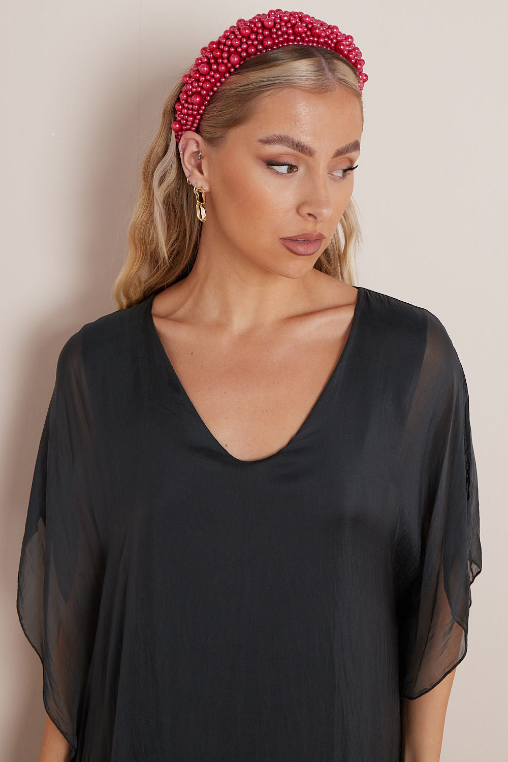 Red Statement Pearl Headband