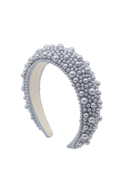 Silver Blue Statement Pearl Headband