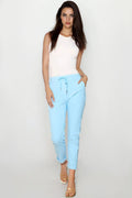 Light Blue Stretch Drawstring Trousers