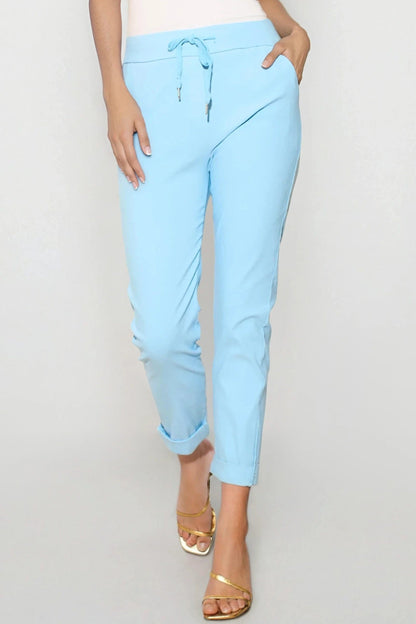 Light Blue Stretch Drawstring Trousers