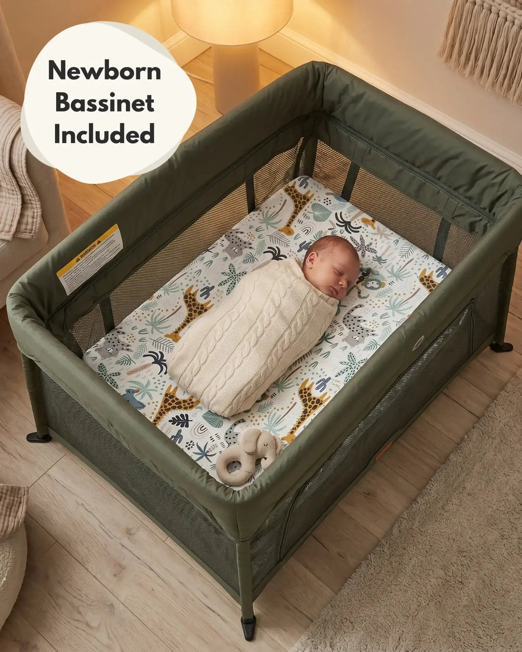 Airpod 3 Travel Cot Includes Newborn Bassinet Insert - Green