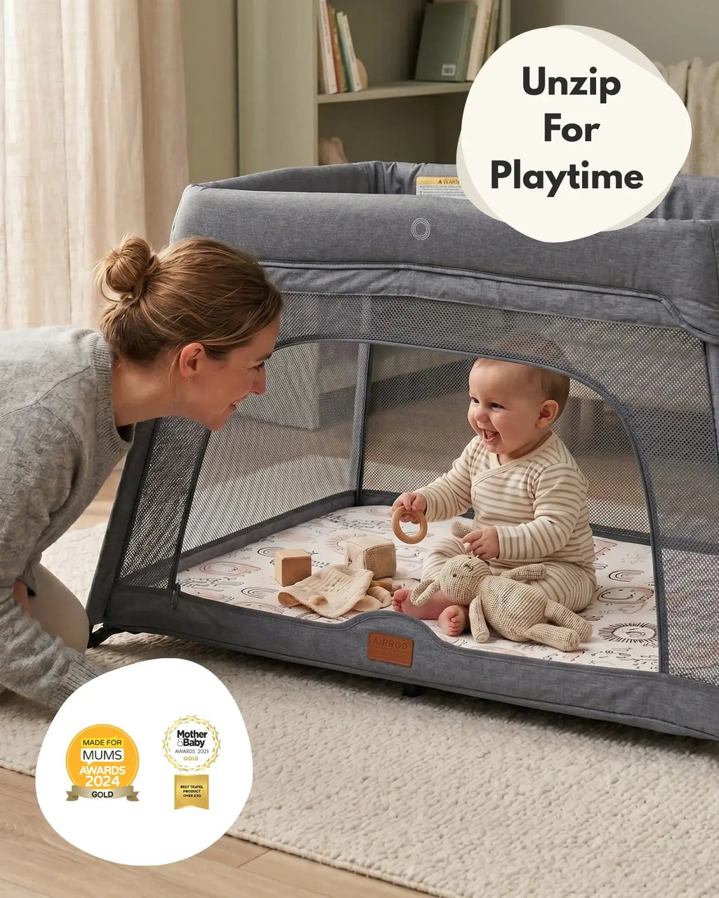 Airpod 3 Travel Cot Includes Newborn Insert - Light Grey