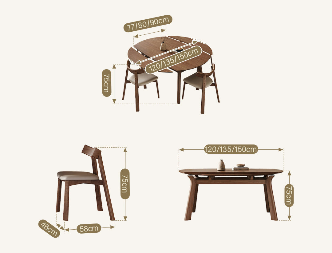 Aitken Round Folding Dining Table, Solid Wood