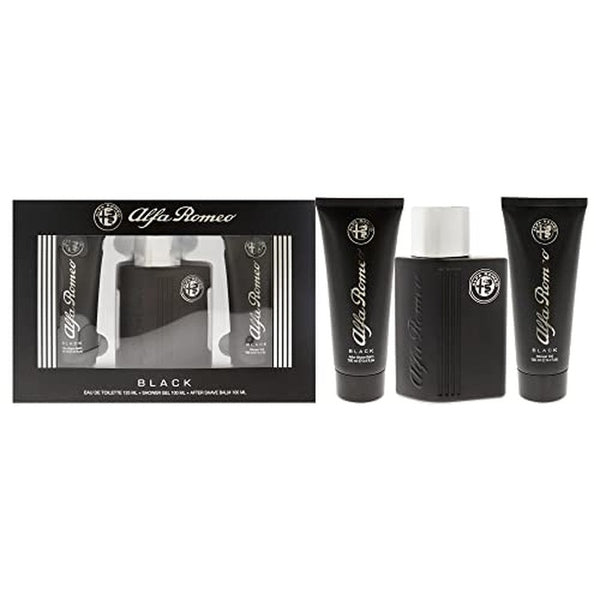 Alfa Romeo Black Gift Set 125ml EDT + 100ml Shower Gel + 100ml Aftershave Balm