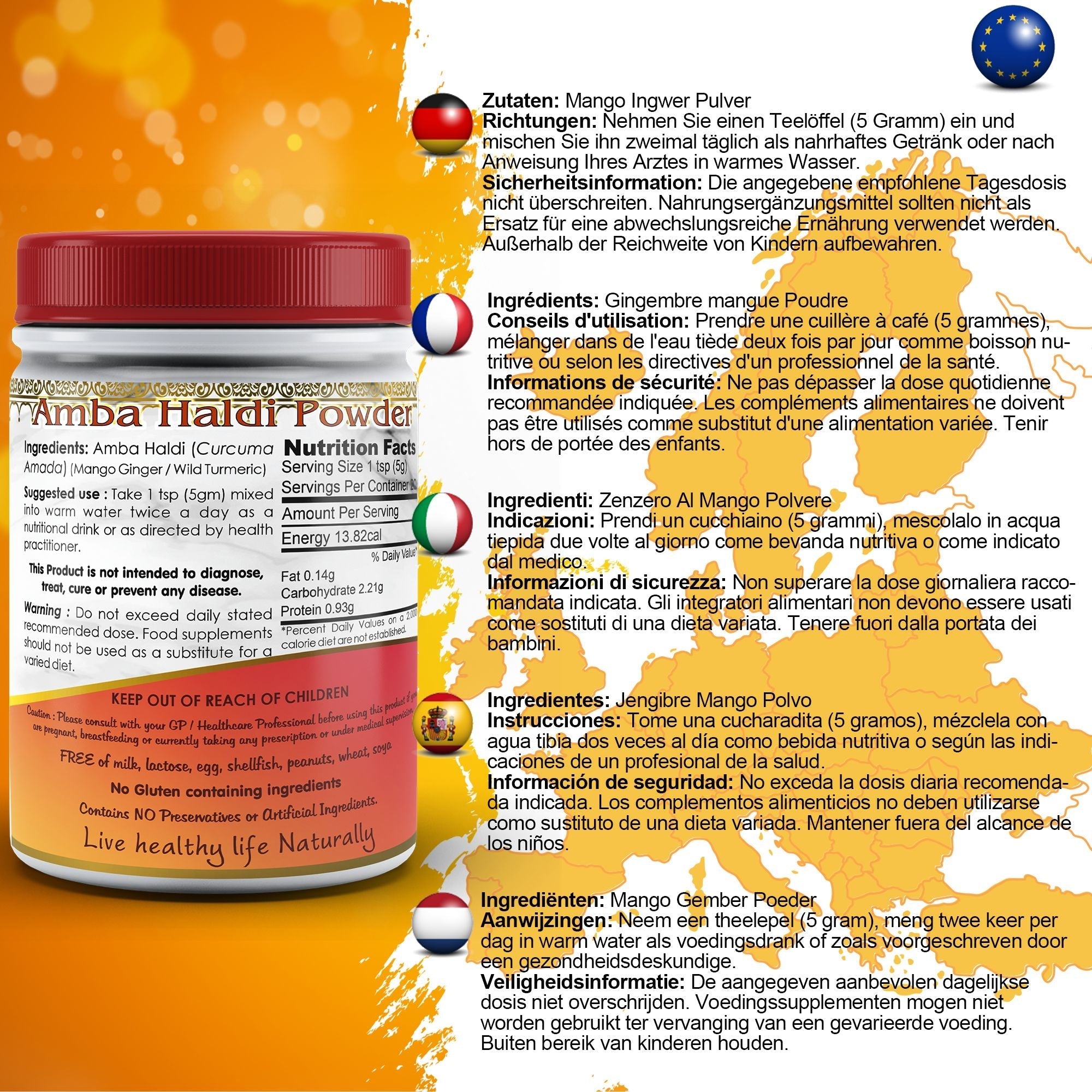 DivyaHerb Amba Haldi Powder 100 gram - Daily Wellness Support