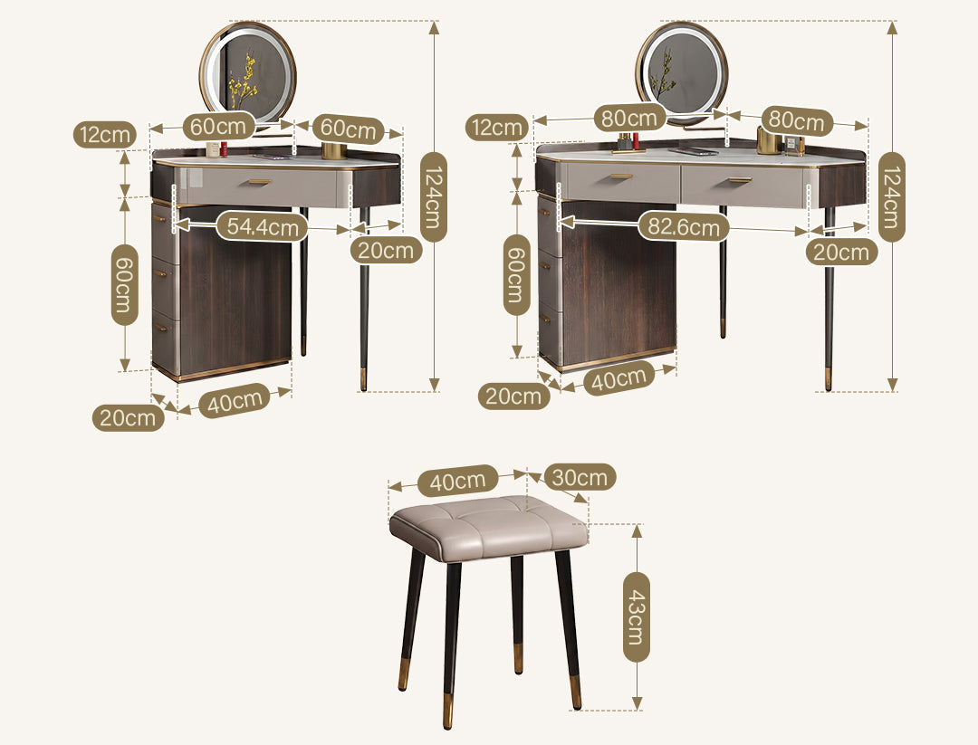 Amigo Small Corner Dressing Table, Slimline Dressing Table, With LED Mirror