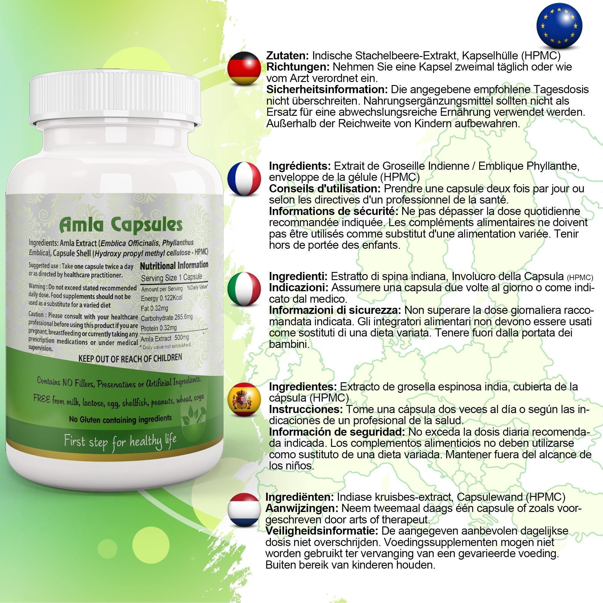 Aushadh Amla Capsules (Indian Gooseberry, Amalaki) Antioxidant Wellness Support - Vegan, Gluten Free, Non-GMO, 60 Capsules
