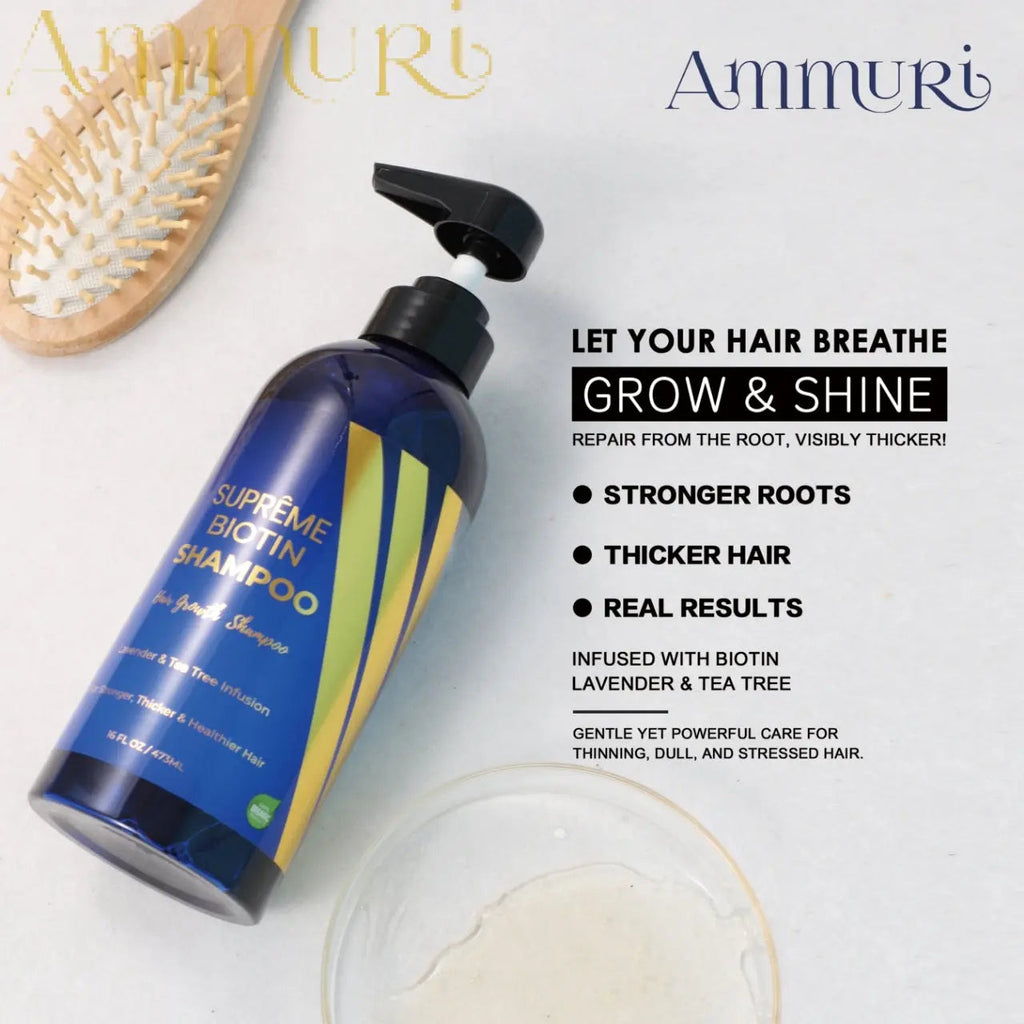 Ammuri Biotin & Caffeine Shampoo | Supports Thicker, Fuller-Looking Hair | 473ml