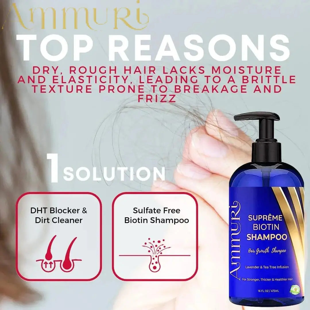 Ammuri Biotin & Caffeine Shampoo + Hair Repair Oil Set | 2-Step Hair Routine