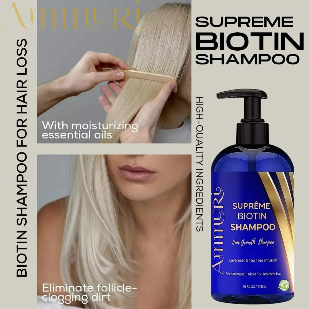 Ammuri Biotin & Caffeine Shampoo & Hair Repair Oil | Fuller-Looking Hair Routine