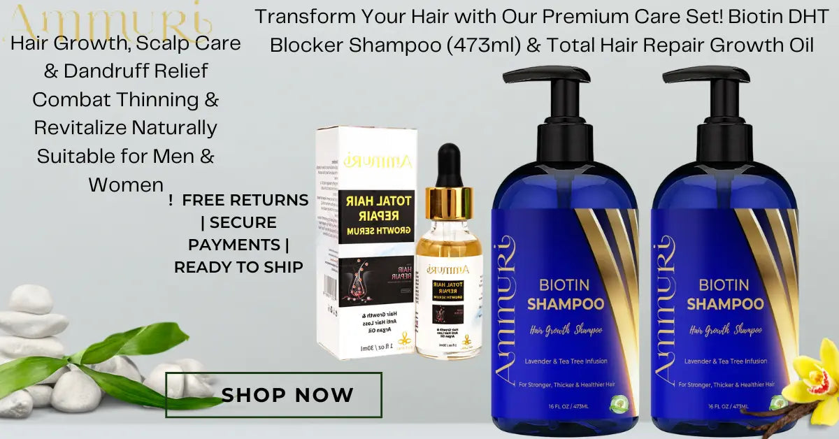 Ammuri Biotin & Caffeine Shampoo & Hair Repair Oil | Fuller-Looking Hair Routine