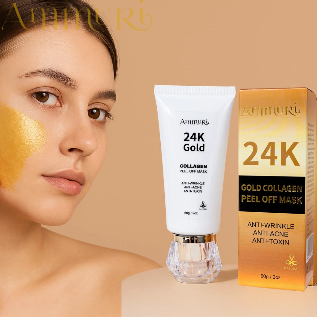 Ammuri 24K Gold Collagen Peel-Off Face Mask 60g – Luxury Anti-Ageing Treatment for Firming, Brightening & Deep Cleansing Skin