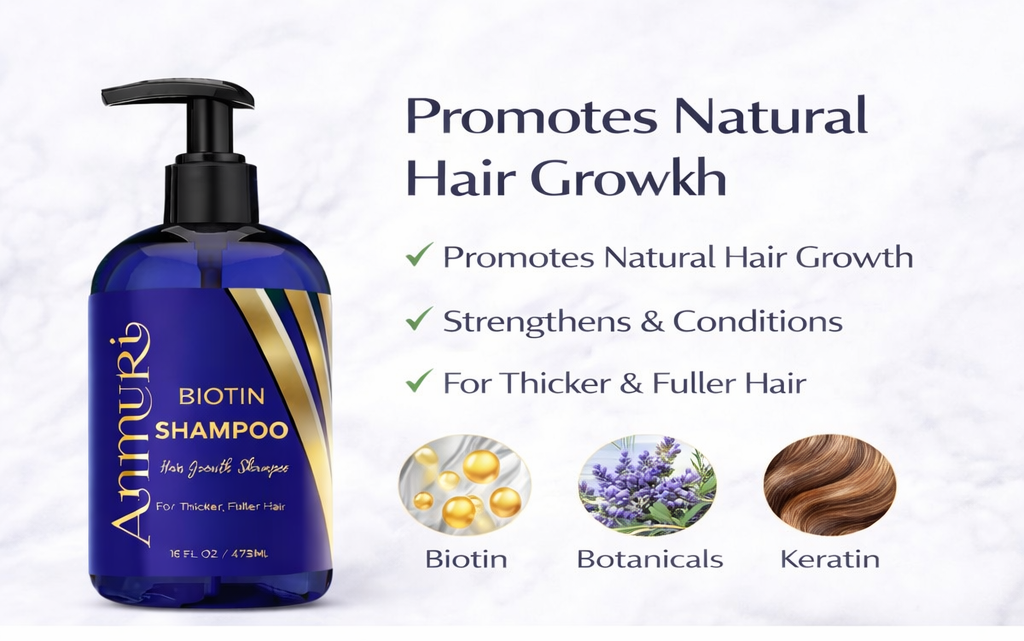 Ammuri Biotin & Caffeine Shampoo | Supports Thicker, Fuller-Looking Hair | 473ml