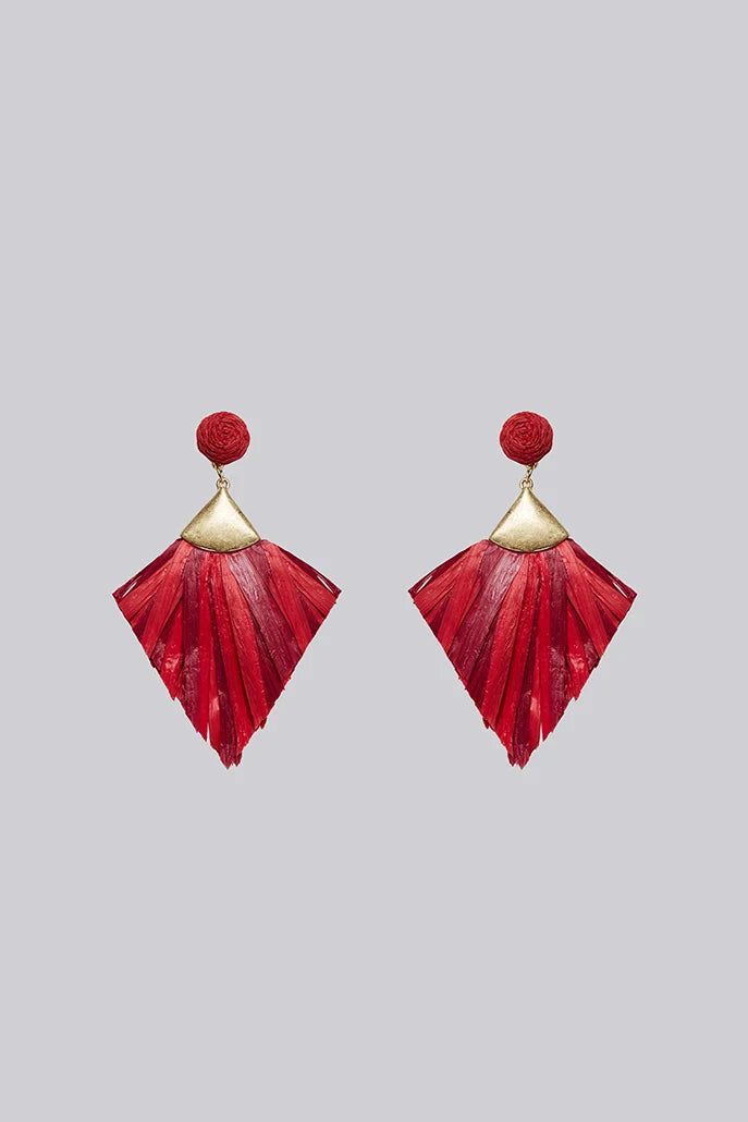 Anjou Raffia Statement Red Earrings