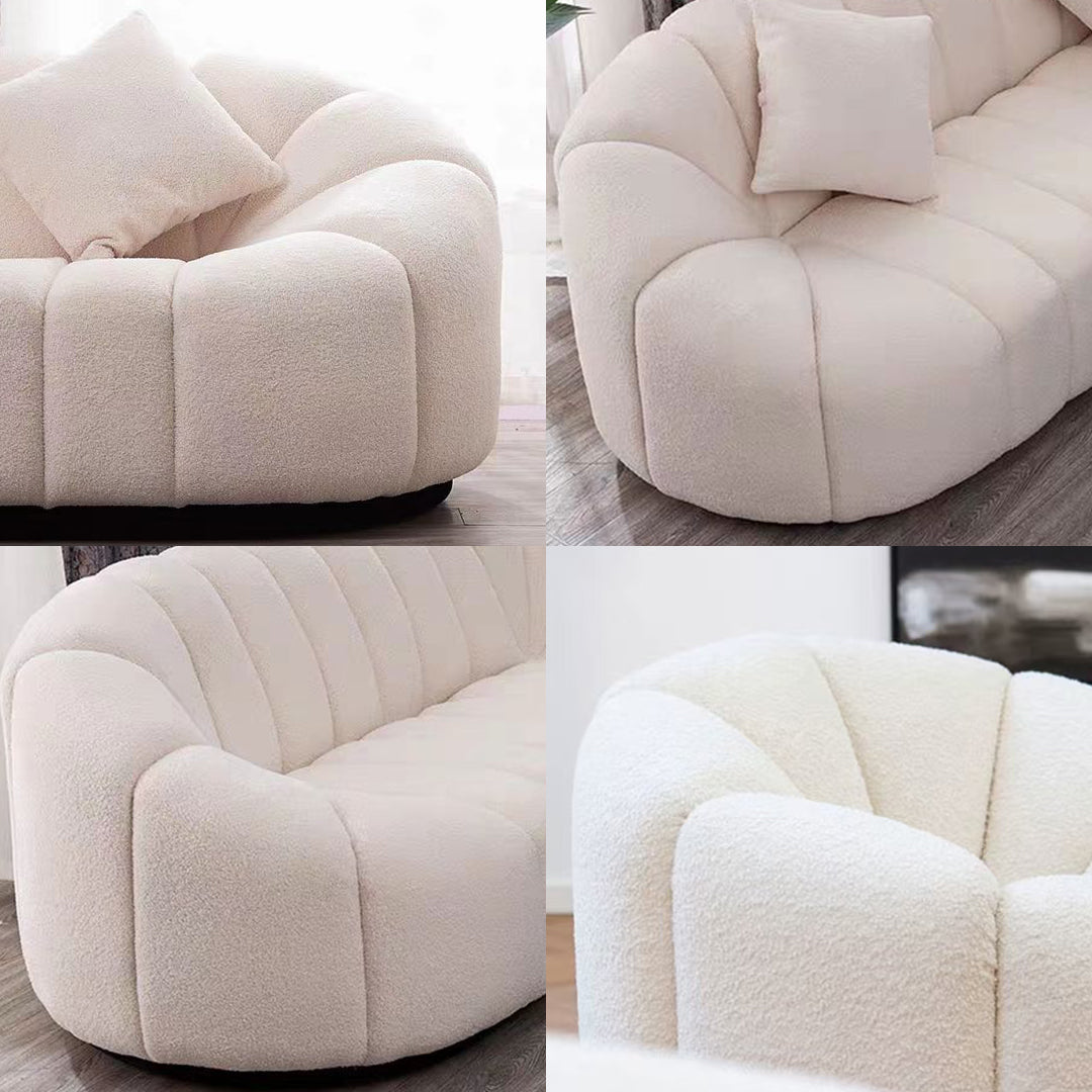 Arsav Pumpkin Armchair, White Boucle