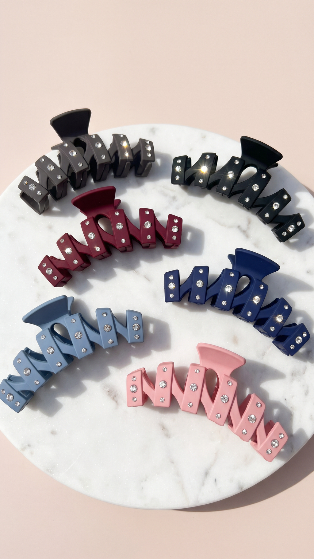 Pack of 12 Zig Zag Crystal Hair Claw Clamps