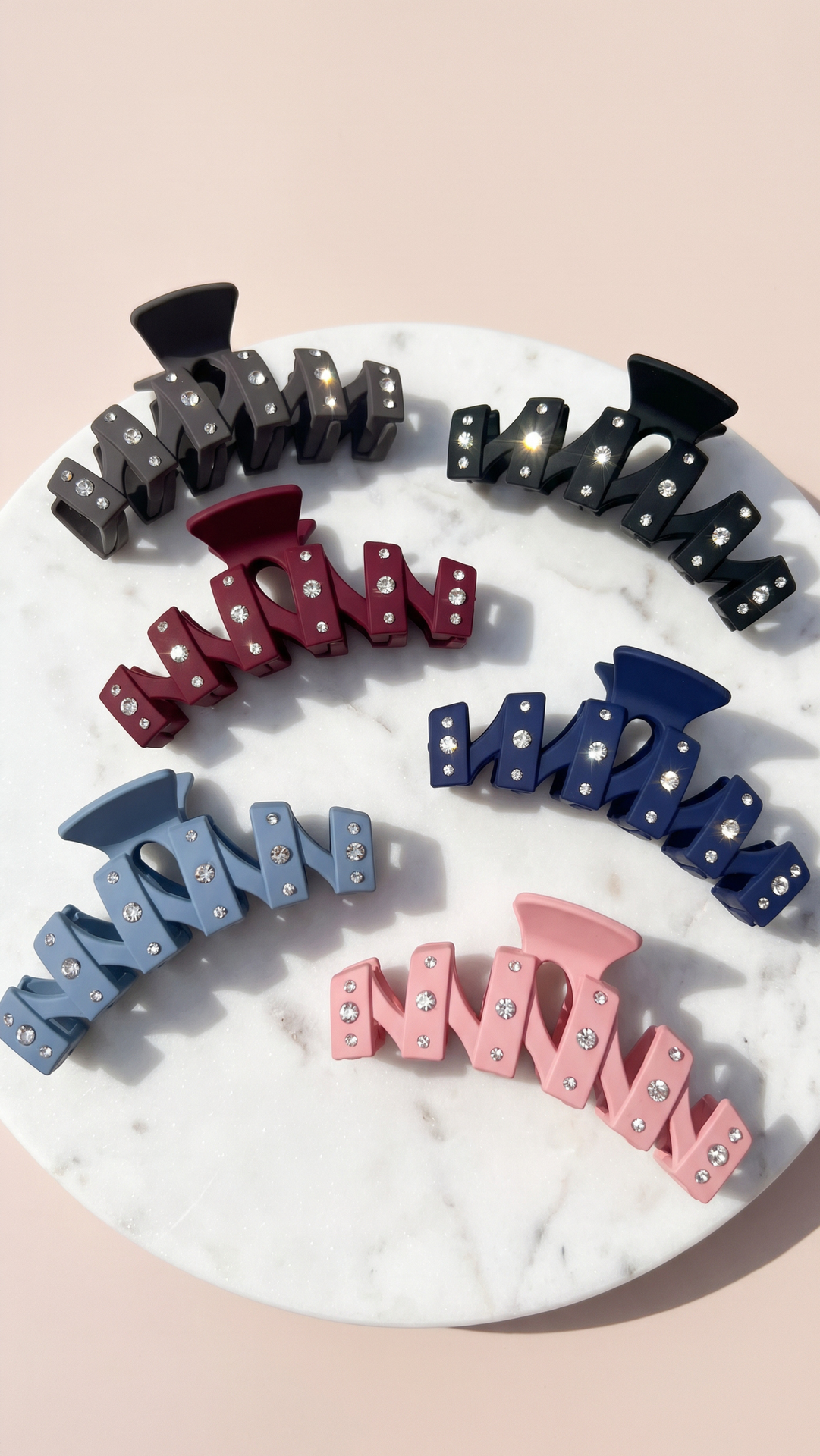 Pack of 12 Zig Zag Crystal Hair Claw Clamps