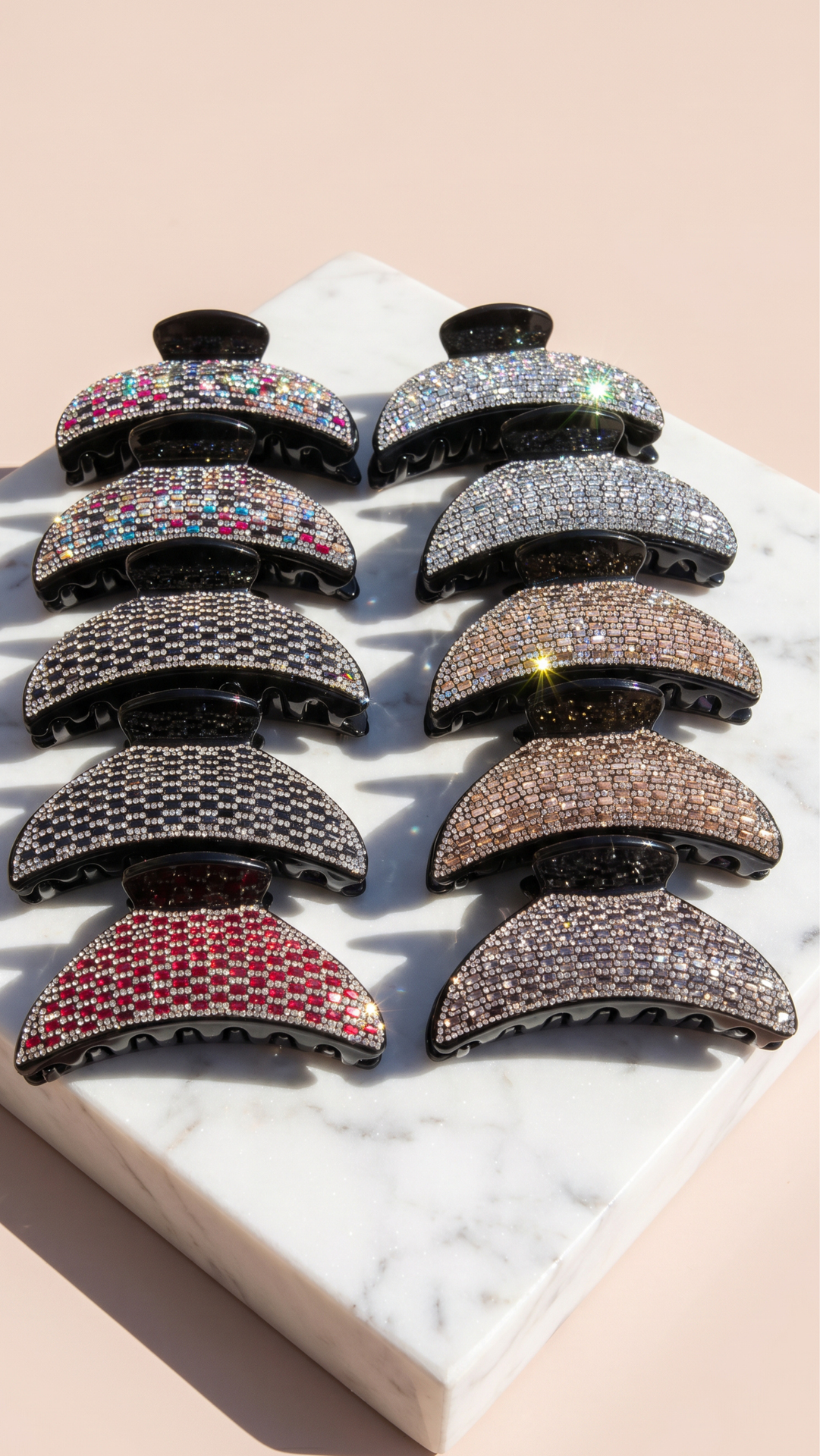 Pack of 12 Crystal Hair Claw Clamps