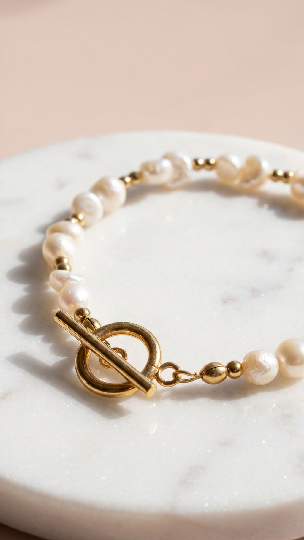 Fresh Water Pearl Gold Plated Toggle Bracelet