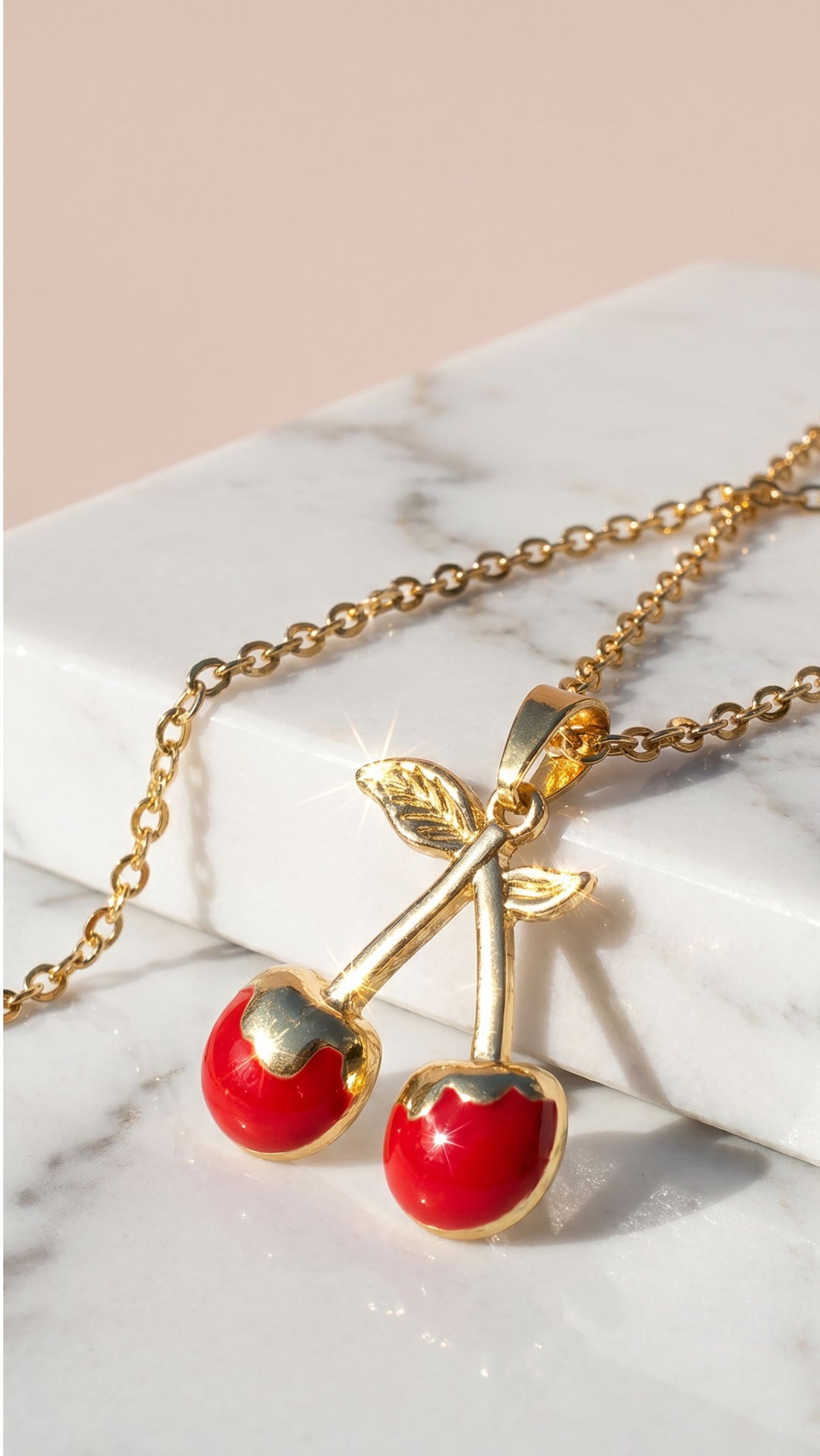 Cherry Gold Plated Steel Pendant Necklace