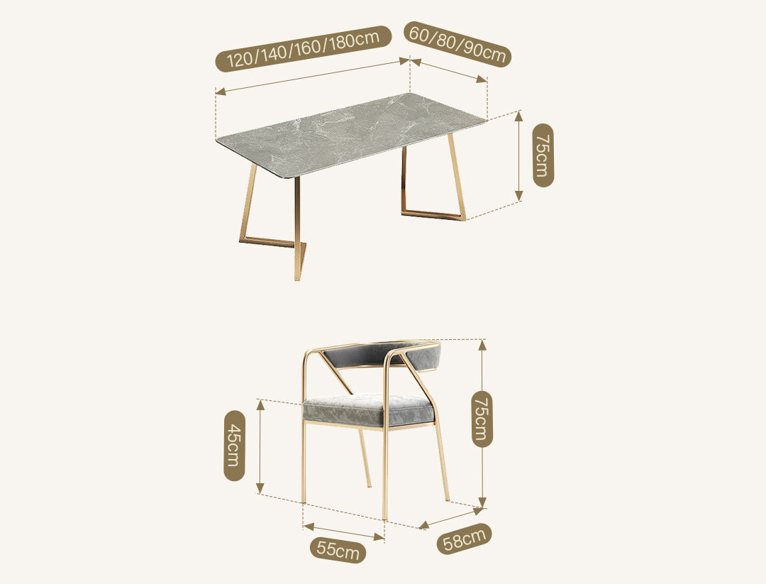 Attleboro Dining Table, Sintered Stone & Gold