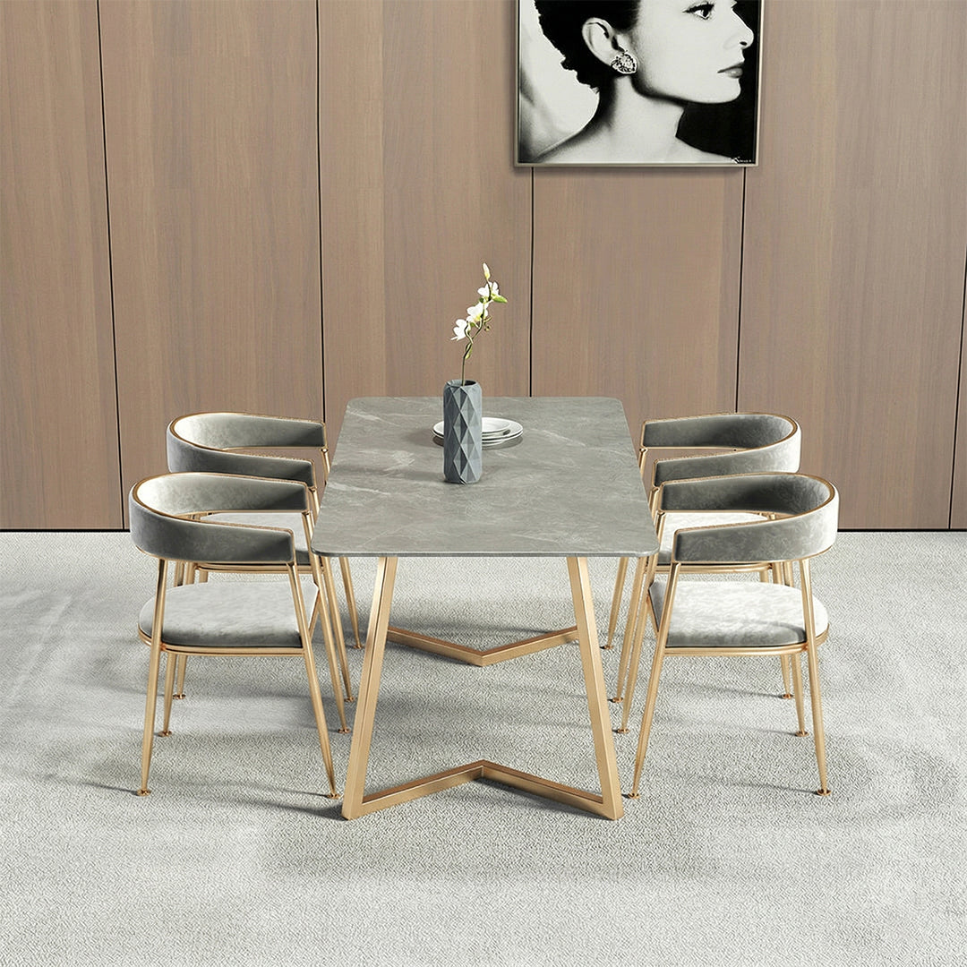 Attleboro Dining Table, Sintered Stone & Gold