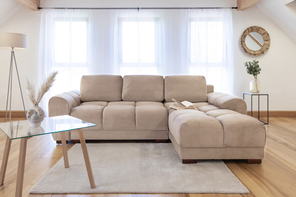 Azzuro  Universal Corner Sofa bed: Plush Velvet, Convertible Sofa with Storage