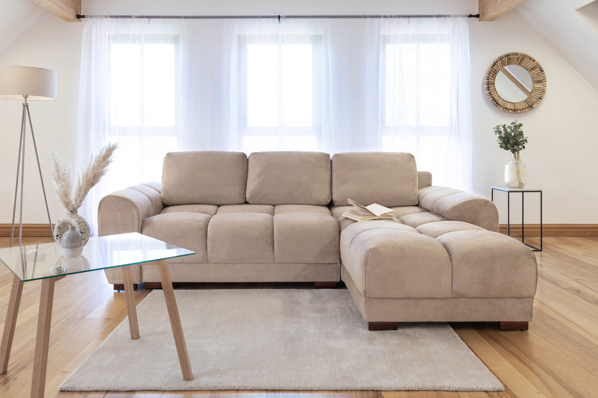 Azzuro  Universal Corner Sofa bed: Plush Velvet, Convertible Sofa with Storage