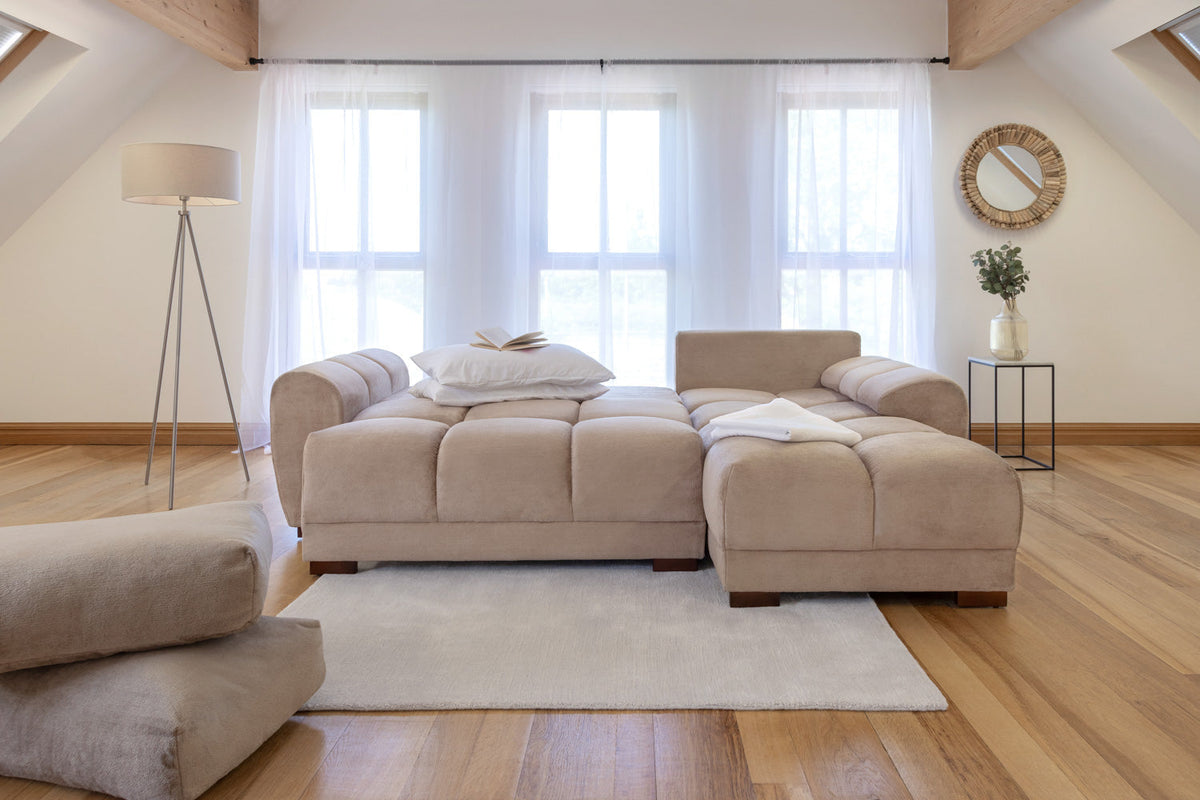 Azzuro  Universal Corner Sofa bed: Plush Velvet, Convertible Sofa with Storage