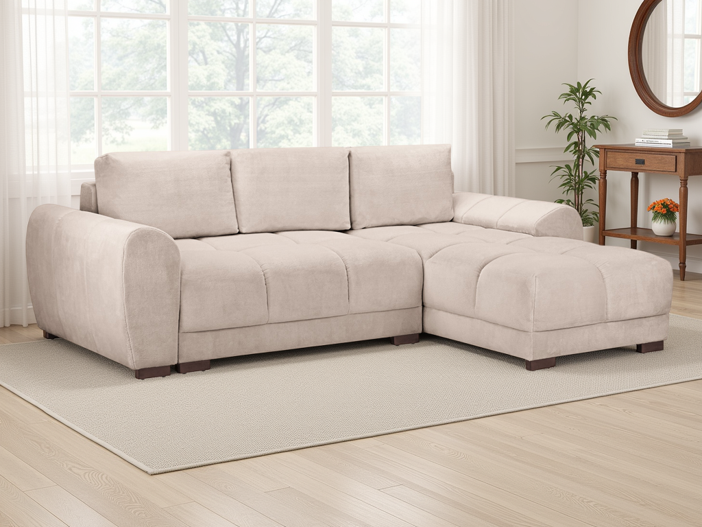 Azzuro  Universal Corner Sofa bed: Plush Velvet, Convertible Sofa with Storage