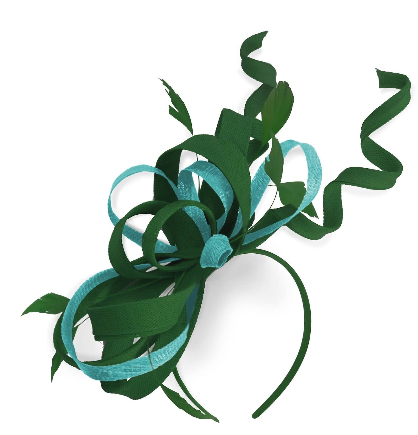 Caprilite Green and Light Turquoise Wedding Swirl Fascinator Headband Alice Band Ascot Races Loop Net
