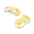 White Baltic Amber Button Sterling Silver Cufflinks