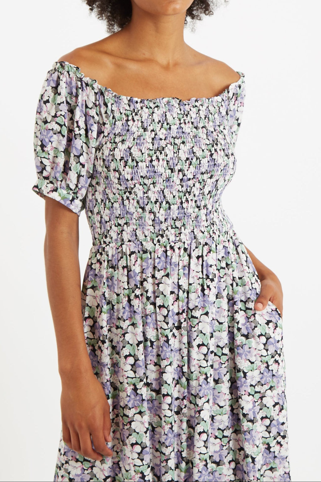 Babette Liseron Shirred Bodice Midi Dress