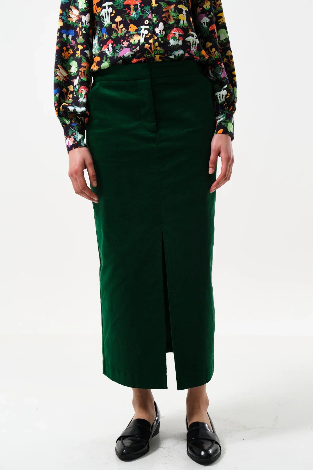Balthazar Babycord Midi Pencil Skirt - Green