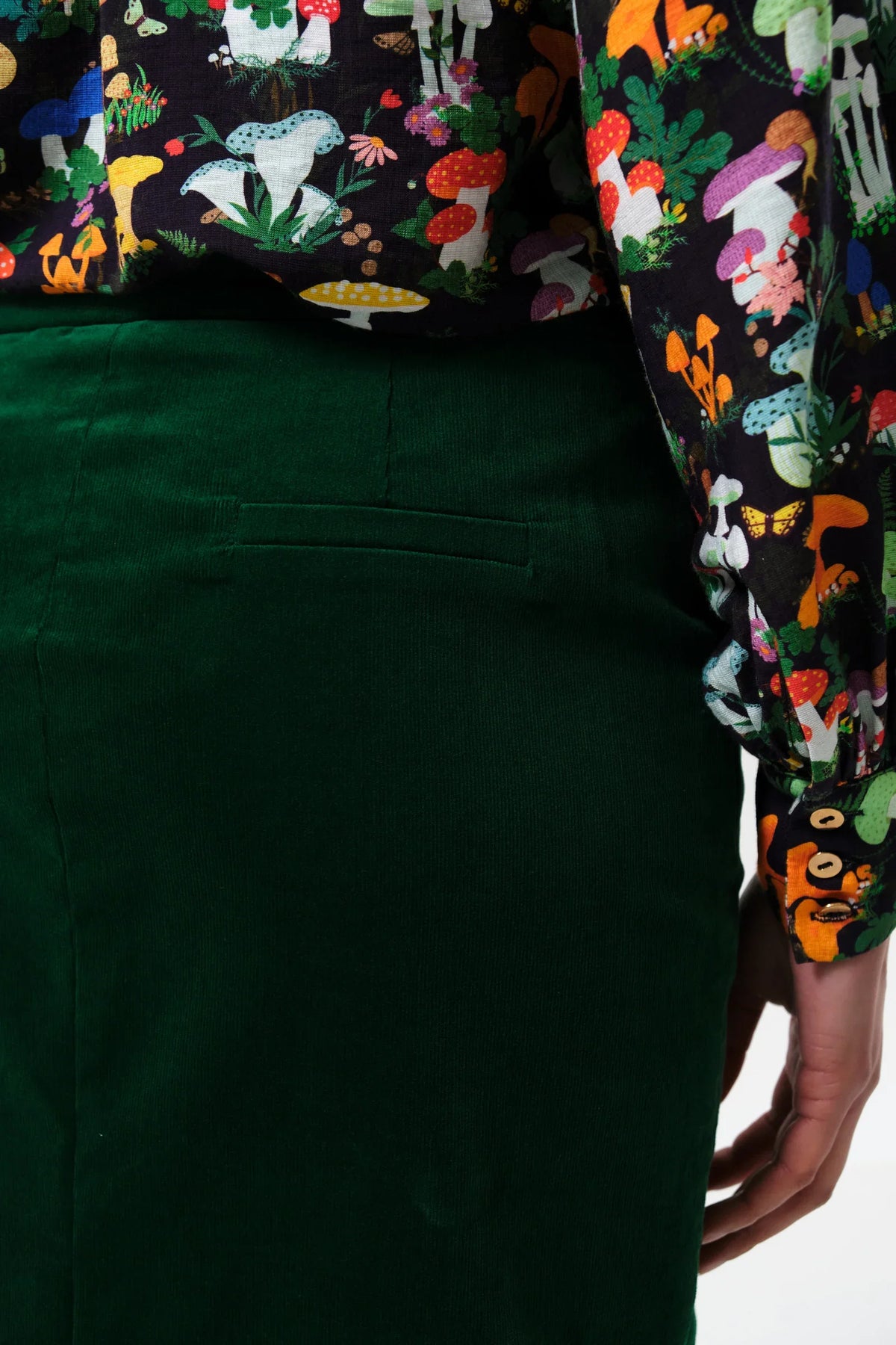 Balthazar Babycord Midi Pencil Skirt - Green