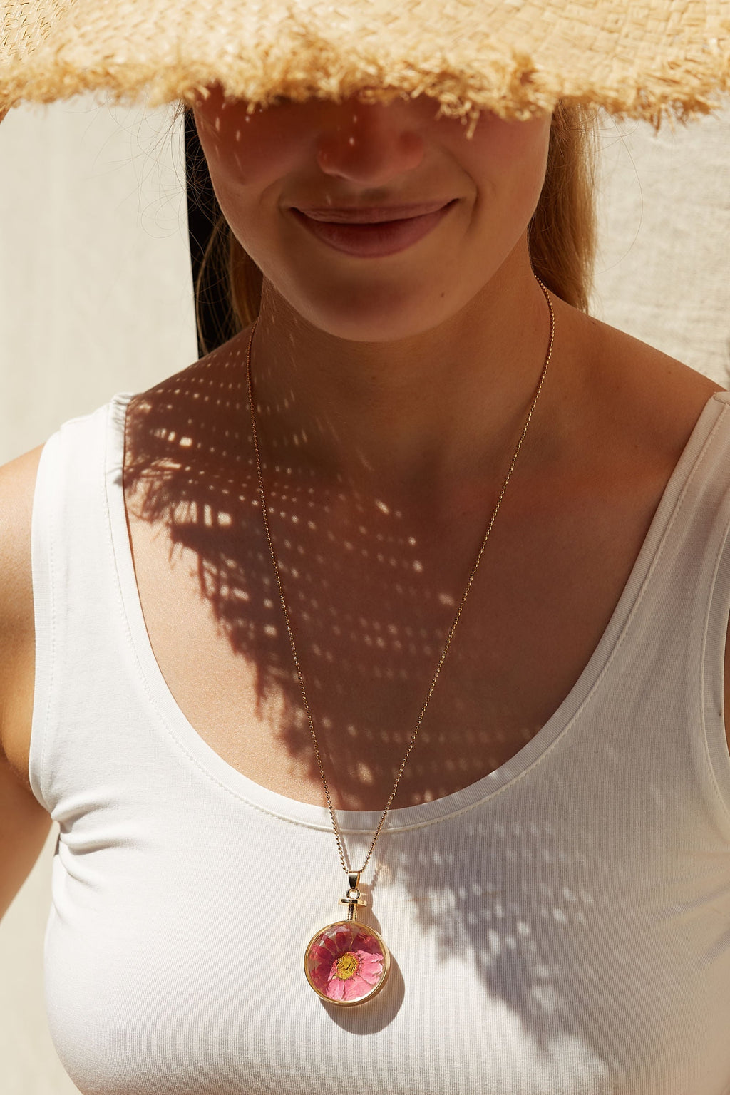 Louche Bani Daisy Inlay Pendant Necklace - Pink
