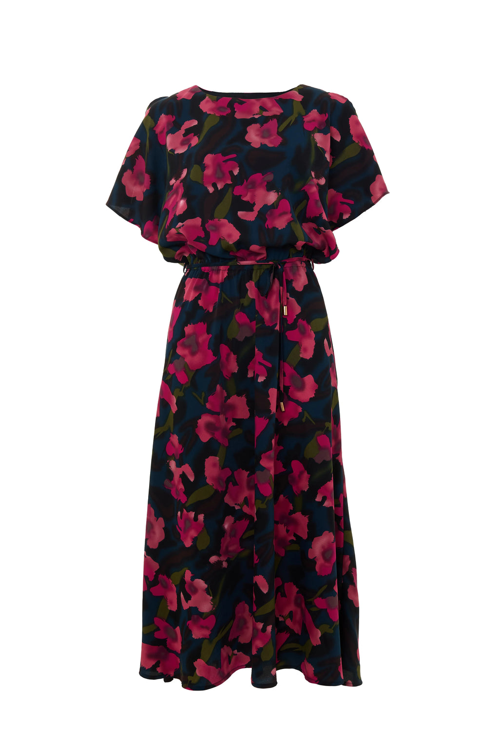 Basford Watermark Floral Print Cape Sleeve Midi Dress