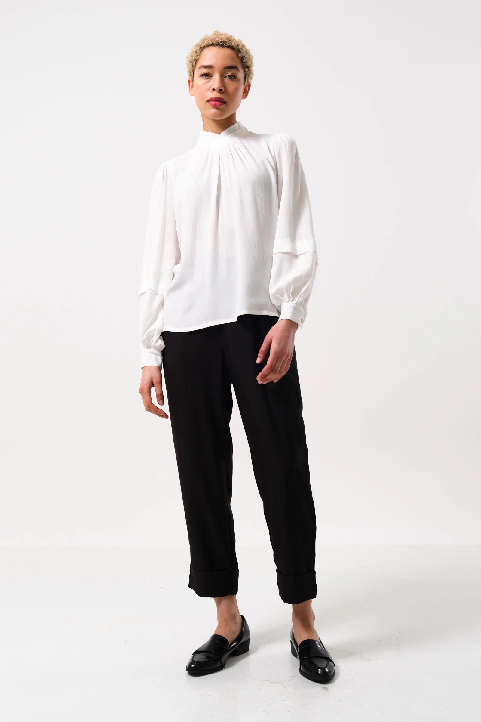 Bayeux Sustainable Satin Back Crepe Trouser - Black