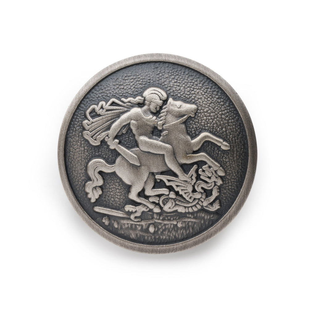 St George & The Dragon Blazer Button In Antique Silver