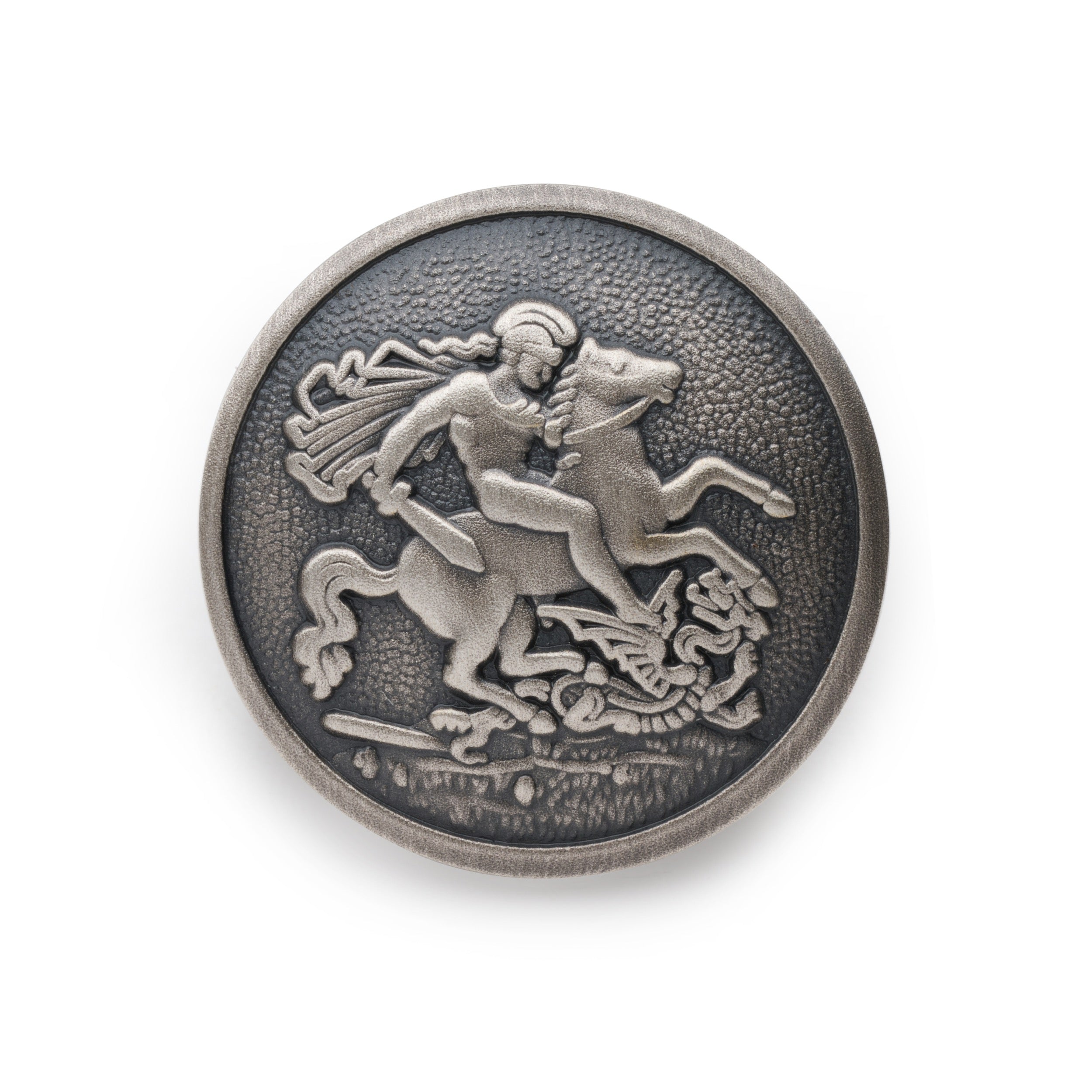 St George & The Dragon Blazer Button In Antique Silver