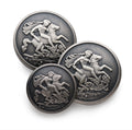 St George & The Dragon Blazer Button In Antique Silver