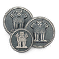 Three Lions Of Ashoka Blazer Button In Antique Silver