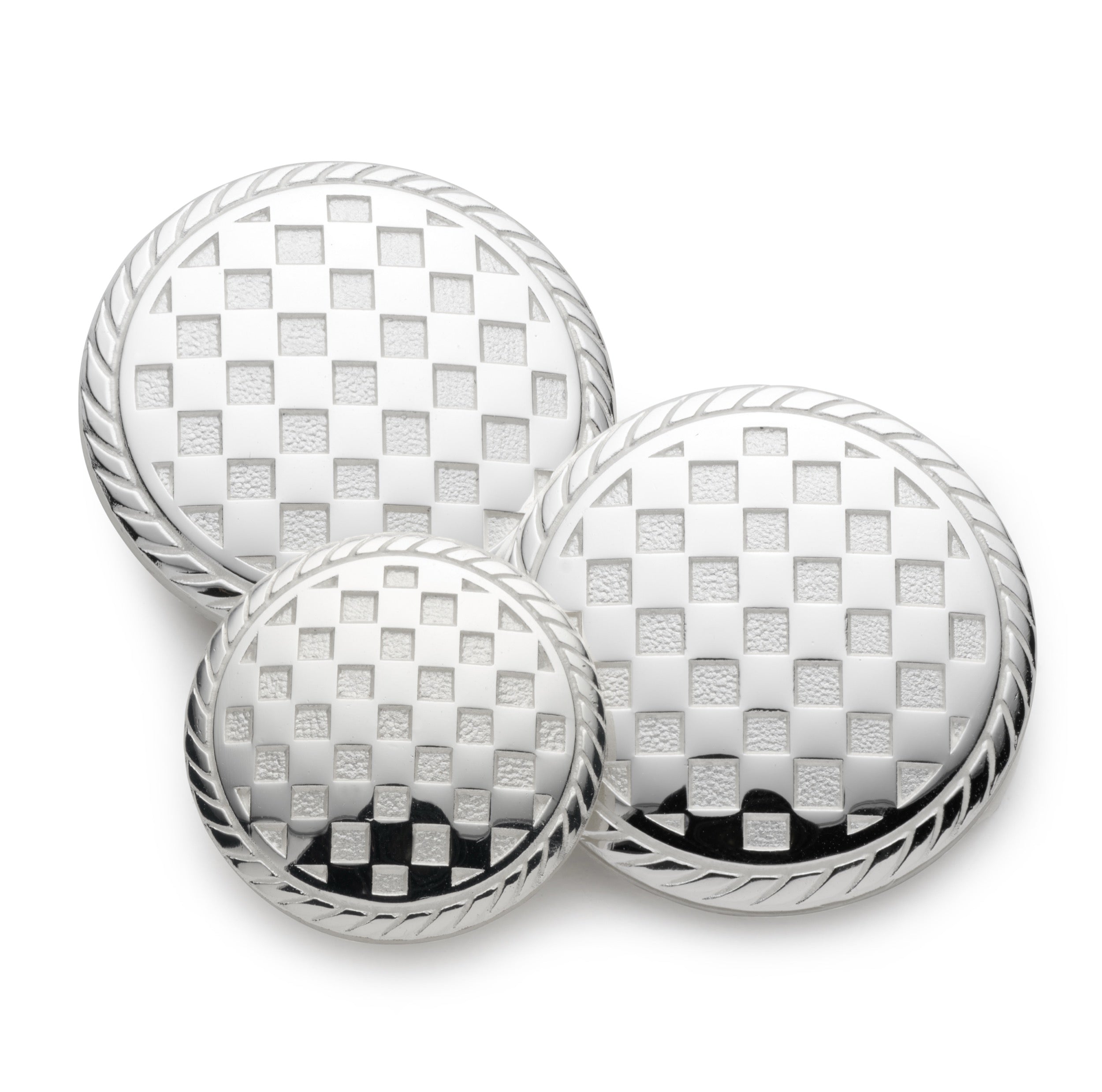Checkerboard Blazer Button Set In Silver