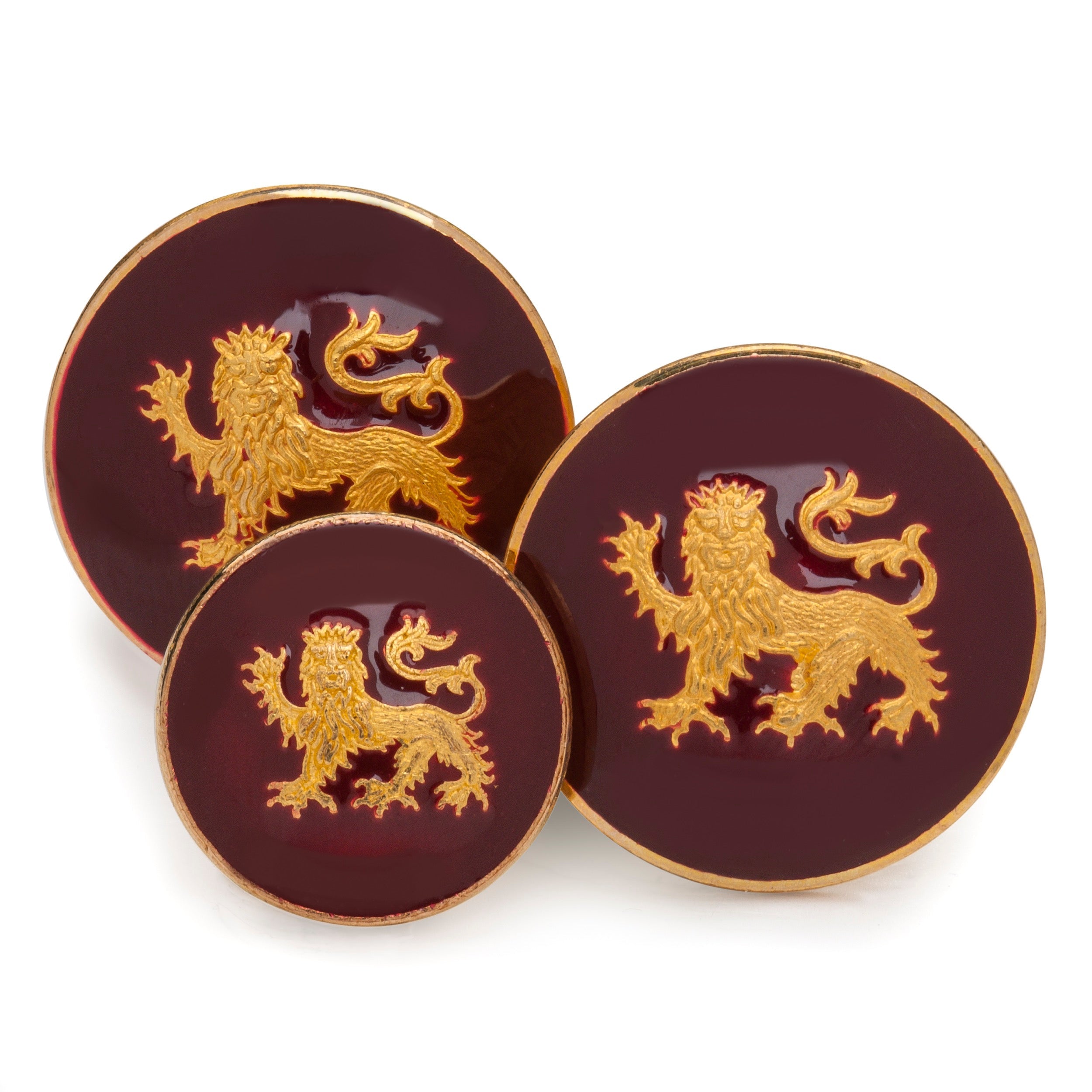 Lion Passant Guardant Blazer Button Set In Red Enamel